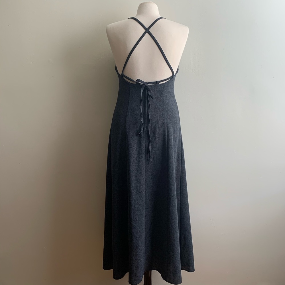 VTG 90s LIMITED Grey Criss Cross Halter Maxi Dress